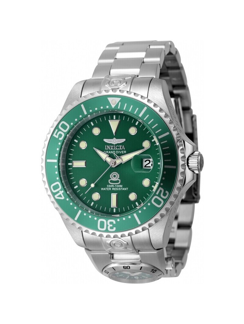 Invicta Pro Diver Date Automatic DualTime Green Dial Mens Watch 47mm 45811